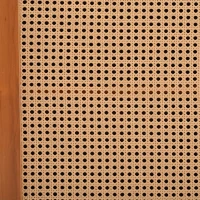 Multifunktionaler Bartisch mit Stauraum ausziehbar mit Rattangeflecht Türfronten und verstellbaren Ablagen für zuhause Braun(m-6)