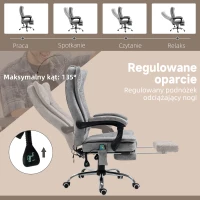 HOMCOM krzesło biurowe fotel do masażu funkcja grzania funkcja leżanki podnóżek szary(m-5)