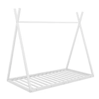 Letto per bambini con forma a triangolo, senza materasso，90×200 cm, Bianco(m-9)