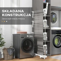 HOMCOM Mobilna suszarka na pranie suszarka pionowa wieżowa skrzydła boczne składane na 4 poziomach(m-6)