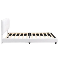 Lit rembourré 140x200 cm, Tête de lit réglable, sans matelas, Blanc(m-10)