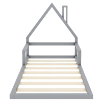 Cama infantil con forma de casa 90x200 cm, sin colchón, Gris