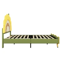 Lit pour enfant 140×200 cm, forme de tournesol, décoration avec nœuds,sans matelas, Jaune(m-9)