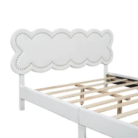 Letto imbottito matrimoniale, testiera cloud, senza materasso, 140×200 cm, Bianco(m-6)