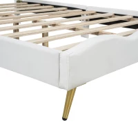 Letto imbottito matrimoniale, testiera cloud, senza materasso, 140×200 cm, Bianco(m-8)