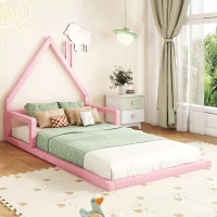 Lits d'enfant en forme de maison 90x200cm,sans matelas, Rose(m-5)