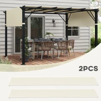 Outsunny 2 Pcs UV Protection Pergola Replacement Canopy, Pergola Shade Cover, Easy to Install, for 3 x 3(m) Pergola, Cream White(m-4)