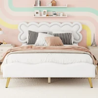 Letto imbottito matrimoniale, testiera cloud, senza materasso, 140×200 cm, Bianco(m-4)