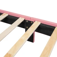 Lit rembourré 140×200 cm，avec une tête de lit confortable, sans matelas, Rose(m-7)