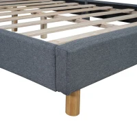 Lit rembourré en lin de 140×200 cm, sans matelas, Gris(m-8)