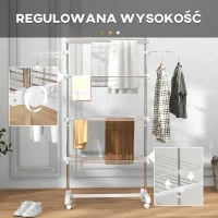 HOMCOM Mobilna suszarka na pranie suszarka pionowa wieżowa skrzydła boczne składane na 4 poziomach(m-4)