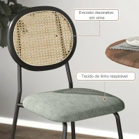 HOMCOM Conjunto de 2 Cadeiras de Sala de Jantar Cadeiras de Cozinha com Encosto em Vime Sintético 44x54x87 cm Verde e Preto(m-5)