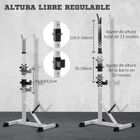 HOMCOM Rack Musculación con Altura Ajustable Marco de Acero Carga 200 kg para Entrenamiento en Gimnasio Casa Plata y Negro(m-5)