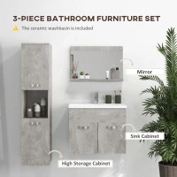 Kleankin Set Mobilier Baie – 3 Piese: Oglinda, Chiuveta, Dulap Depozitare(m-4)