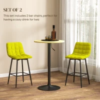 HOMCOM Set 2 Scaune cu Spătar și Suport pentru Picioare, Scaune cu Spătar din Material de Catifea, 45x47x84 cm, Galben(m-4)