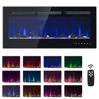 Wand- und Einbau-Elektrokamin, Fernbedienung & Touchscreen, 132×46,5×12 cm, Schwarz(m-4)