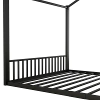Cama para niño 140×200 cm, cama de hierro en forma de casa, sin colchón, Negro(m-7)