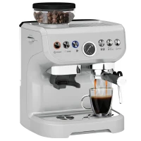 HOMCOM 15 Bar Coffee Machine, with Adjustable Grind, Steamer and Accessories - Silver Colour(m-1)