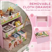 AIYAPLAY 3-Tier Kids Toy Storage Unit with 6 Removable Storage Boxes, for Playroom, Bedroom, Children's Room, Nursery, Pink(m-5)