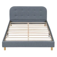 Lit rembourré en lin de 140×200 cm, sans matelas, Gris(m-9)