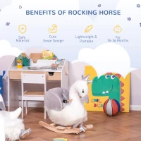 HOMCOM Kids Children Rocking Horse Plush Ride On Swan w/ Sound Wood Base Seat Safety Belt Toddler Baby Toy Rocker 18 - 36 Months(m-7)