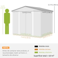 Outsunny Abrigo de Jardim Exterior 4,4 m² 240x206x198 cm Abrigo de Jardim com Porta de Correr e Fechadura  Teca(m-3)