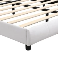 Lit rembourré 140x200 cm, Tête de lit réglable, sans matelas, Blanc(m-8)