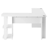 Eckschreibtisch 140 CM Computertisch, L-förmig mit 2 Ablagen, wasserabweisend und kratzfest, 140×140×75 CM, Weiß(m-9)