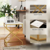 HOMCOM Set of Two Marble-Effect Nesting Tables(m-5)