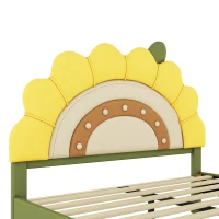 Lit pour enfant 140×200 cm, forme de tournesol, décoration avec nœuds,sans matelas, Jaune(m-6)