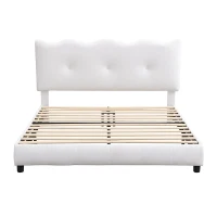 Lit rembourré 140x200 cm, Tête de lit réglable, sans matelas, Blanc(m-2)