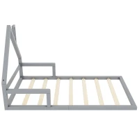 Letto Montessori a Forma di Casetta con Doghe in Legno, Letto per Cameretta per Bambini 4+ Anni, Senza Materasso, 90x200 cm, Grigio(m-11)