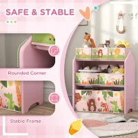 AIYAPLAY 3-Tier Kids Toy Storage Unit with 6 Removable Storage Boxes, for Playroom, Bedroom, Children's Room, Nursery, Pink(m-6)