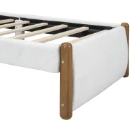 Lit rembourré 90x200 cm, avec tête de lit blanche, sans matelas, Blanc(m-8)