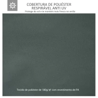 Outsunny Toldo de Substituição de 3x3m para Pérgola de Jardim com 8 Orifícios de Drenagem e Ventilação Cinza(m-4)