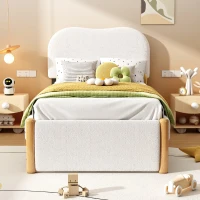 Lit rembourré 90x200 cm, avec tête de lit blanche, sans matelas, Blanc(m-4)