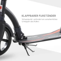 HOMCOM Roller Tretroller Kickscooter Klapproller, klappbar, Stoßdämpfer, ab 14 Jahren, Schwarz(m-8)