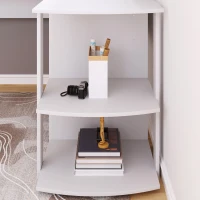 Eckschreibtisch 140 CM Computertisch, L-förmig mit 2 Ablagen, wasserabweisend und kratzfest, 140×140×75 CM, Weiß(m-6)