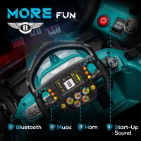 AIYAPLAY Aston Martin Licensed 12V Kids Ride on Racing Kart w/ Bluetooth, 4 Suspension Wheels, Music Lights Horn, Green(m-7)