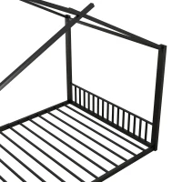 Cama para niño 140×200 cm, cama de hierro en forma de casa, sin colchón, Negro(m-6)