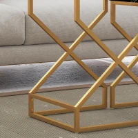 HOMCOM Set of Two Marble-Effect Nesting Tables(m-9)