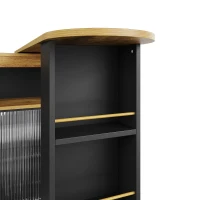 Bartisch ausziehbarer mit LED 138-204cm modern im Wohnbereich Schwarz(m-6)