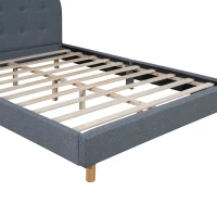 Lit rembourré en lin de 140×200 cm, sans matelas, Gris(m-7)