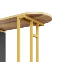 Table de bar extensible avec rangement, avec LED, mobile, Table haute bistrot îlot de cuisine, 138-204×39×105 cm, Noir(m-6)