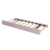 Einzelbett Multifunktionales Rollbett Polsterbett Samtoptik Lattenrost für kleine Räume 90x200cm Rosa(m-6)