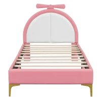 Cama acolchada 90×200 cm, con cabecera cómoda, sin colchón, Rosa(m-1)