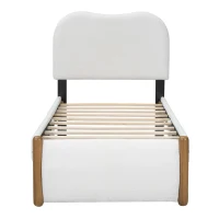 Lit rembourré 90x200 cm, avec tête de lit blanche, sans matelas, Blanc(m-2)