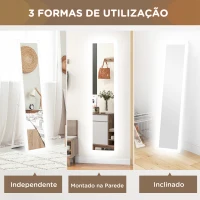 HOMCOM Espelho de Pé com Luz LED 40x160 cm Espelho de Corpo Inteiro com Iluminação de 3 Cores Tátil Função de Memória Branco(m-7)