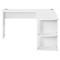 Eckschreibtisch 140 CM Computertisch, L-förmig mit 2 Ablagen, wasserabweisend und kratzfest, 140×140×75 CM, Weiß(m-8)