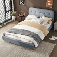 Letto matrimoniale imbottito, tessuto di lino, senza materasso,140×200 cm, Grigio(m-1)